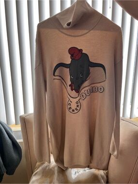 Iceberg Cream Turtleneck Sweater with Dumbo Graphic